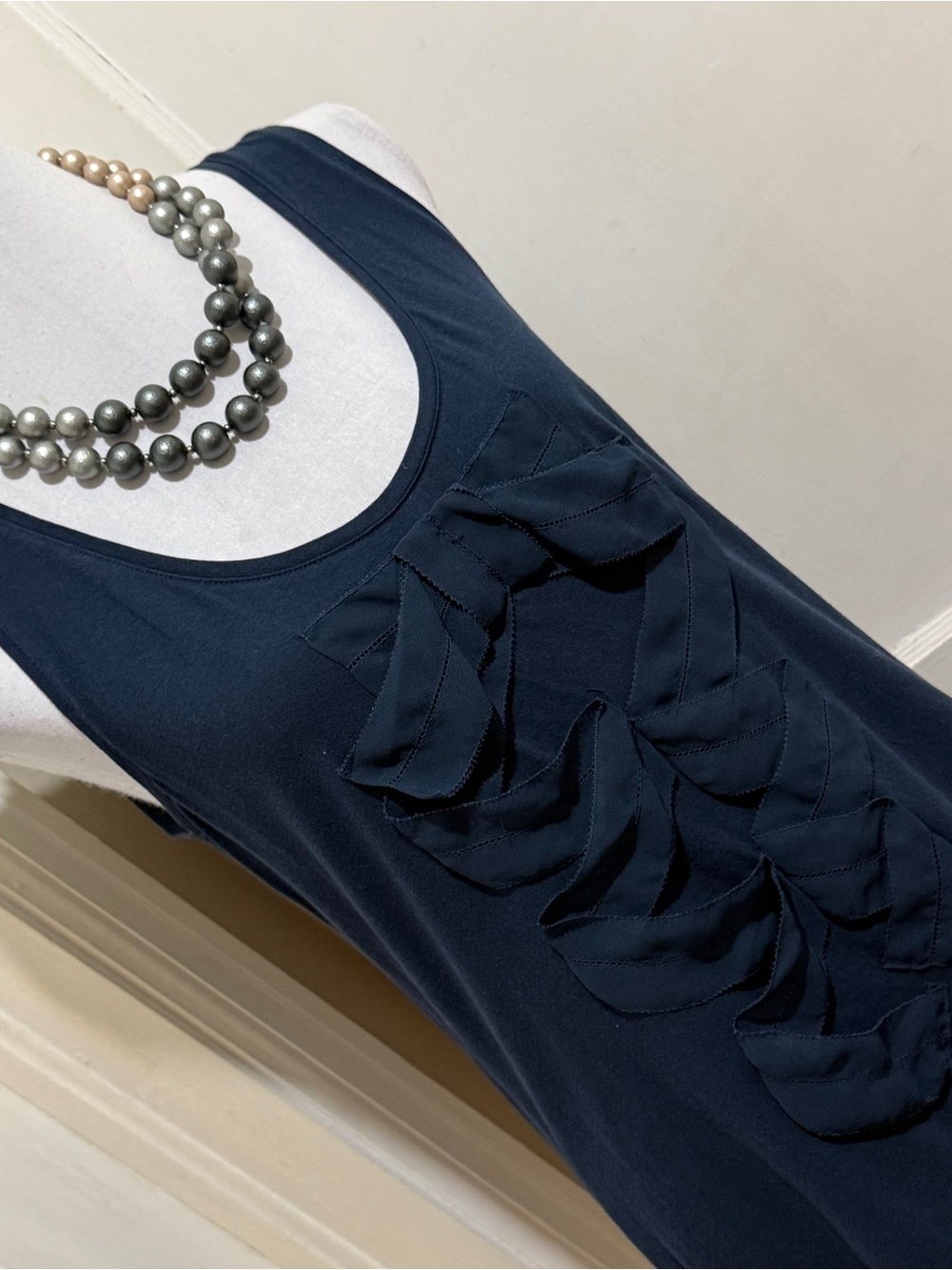 Banana Republic Navy Bow Ruffle Scoop Tank